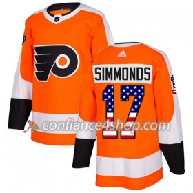 Adidas Maillot de Hockey Philadelphia Flyers Wayne Simmonds 17 2017-2018 Orange USA Flag Fashion Authentic - Homme